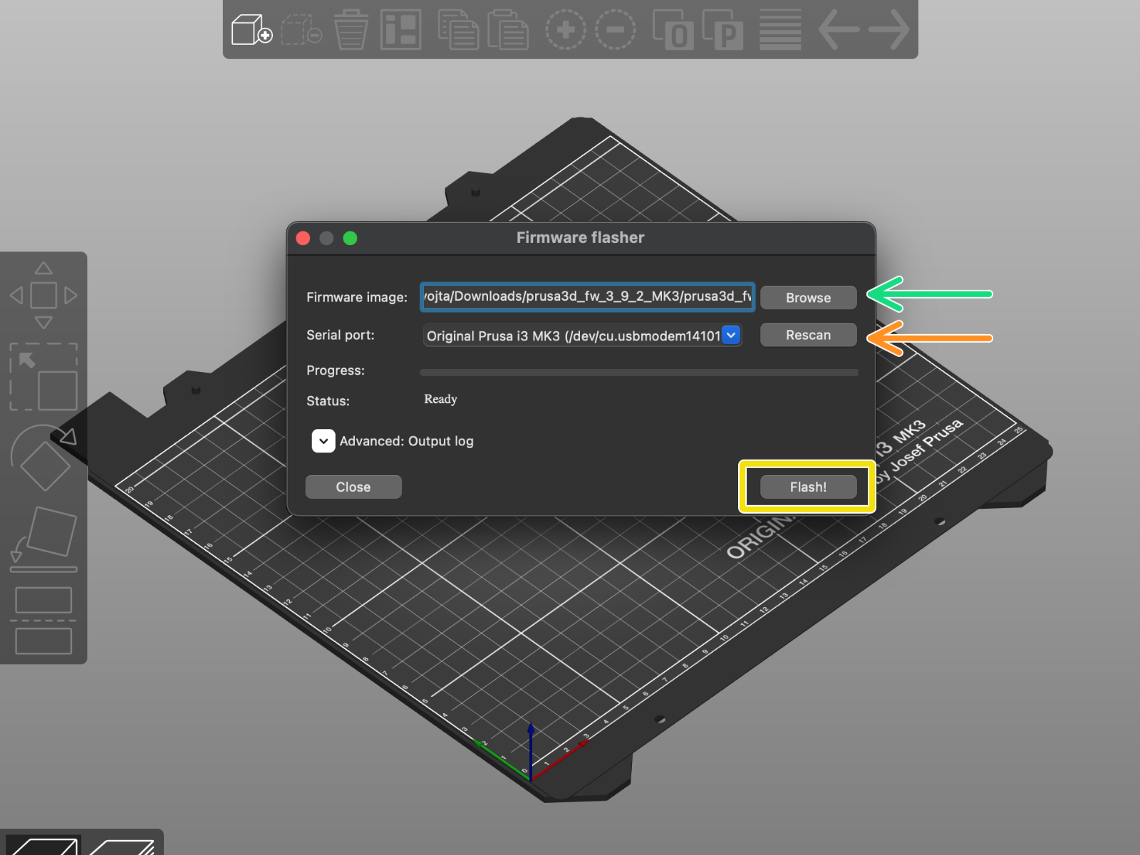 Updating firmware using PrusaSlicer