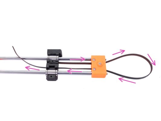 X-axis belt guidance