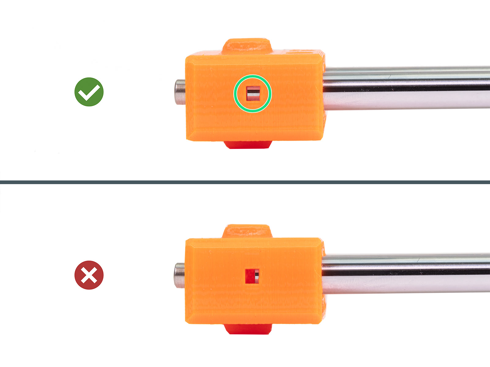 Checking the smooth rods: X-end
