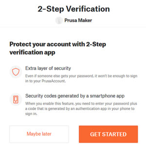 PrusaAccount 2-step Verification