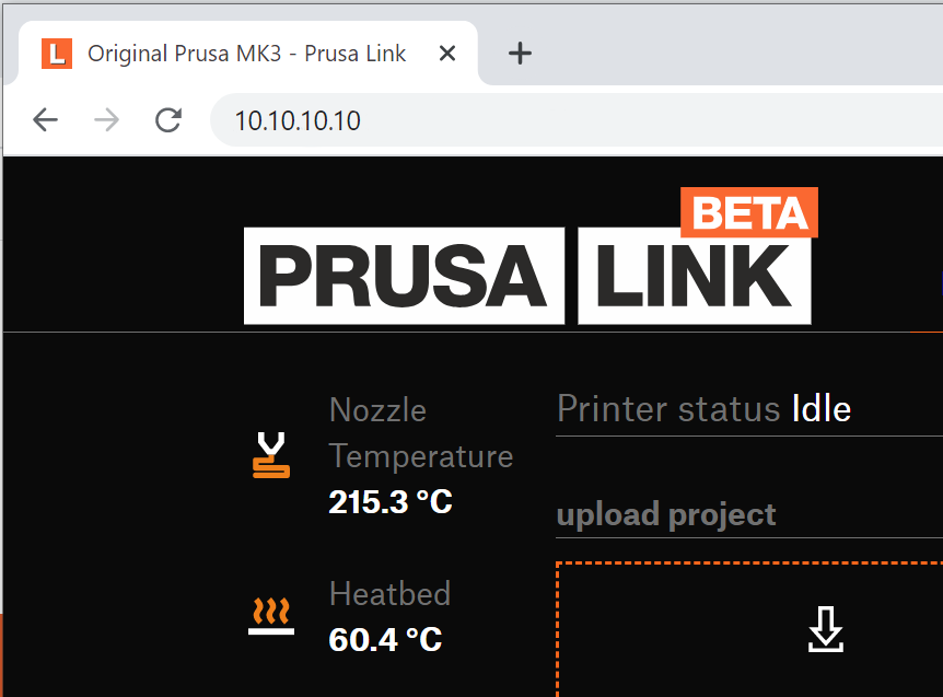 Imprimiendo un archivo de PrusaLink