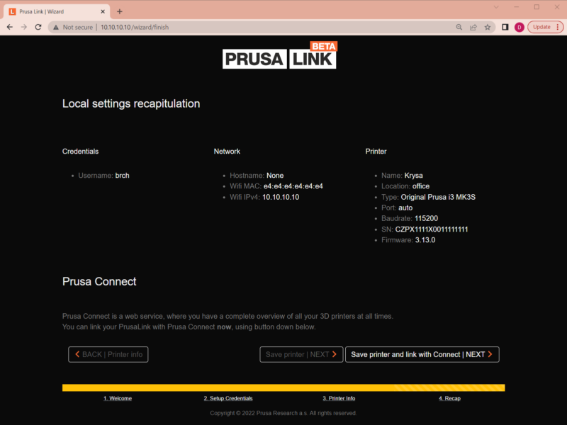 PrusaLink und Prusa Connect Einrichtung (MK3/S/+) | Prusa Knowledge Base