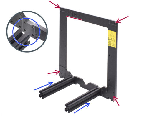 YZ frame: mounting the longer extrusions