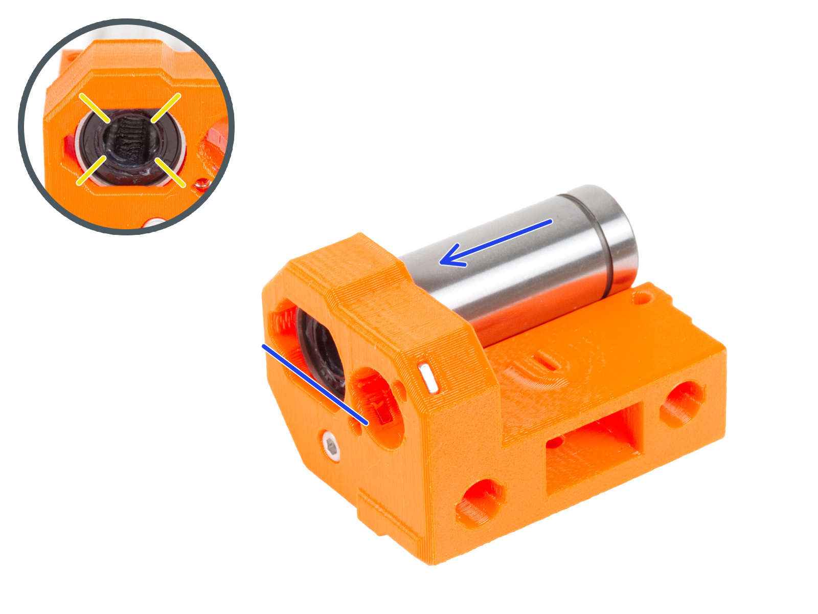 Inserting the bearings: X-end-idler