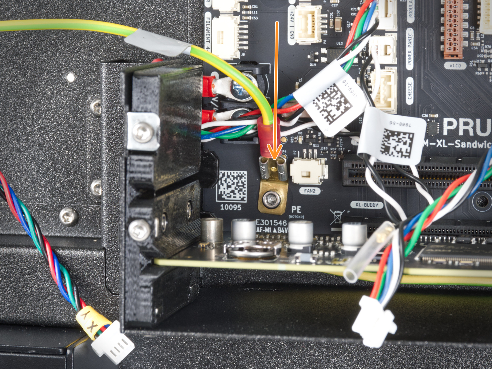 Rear left: PE cable