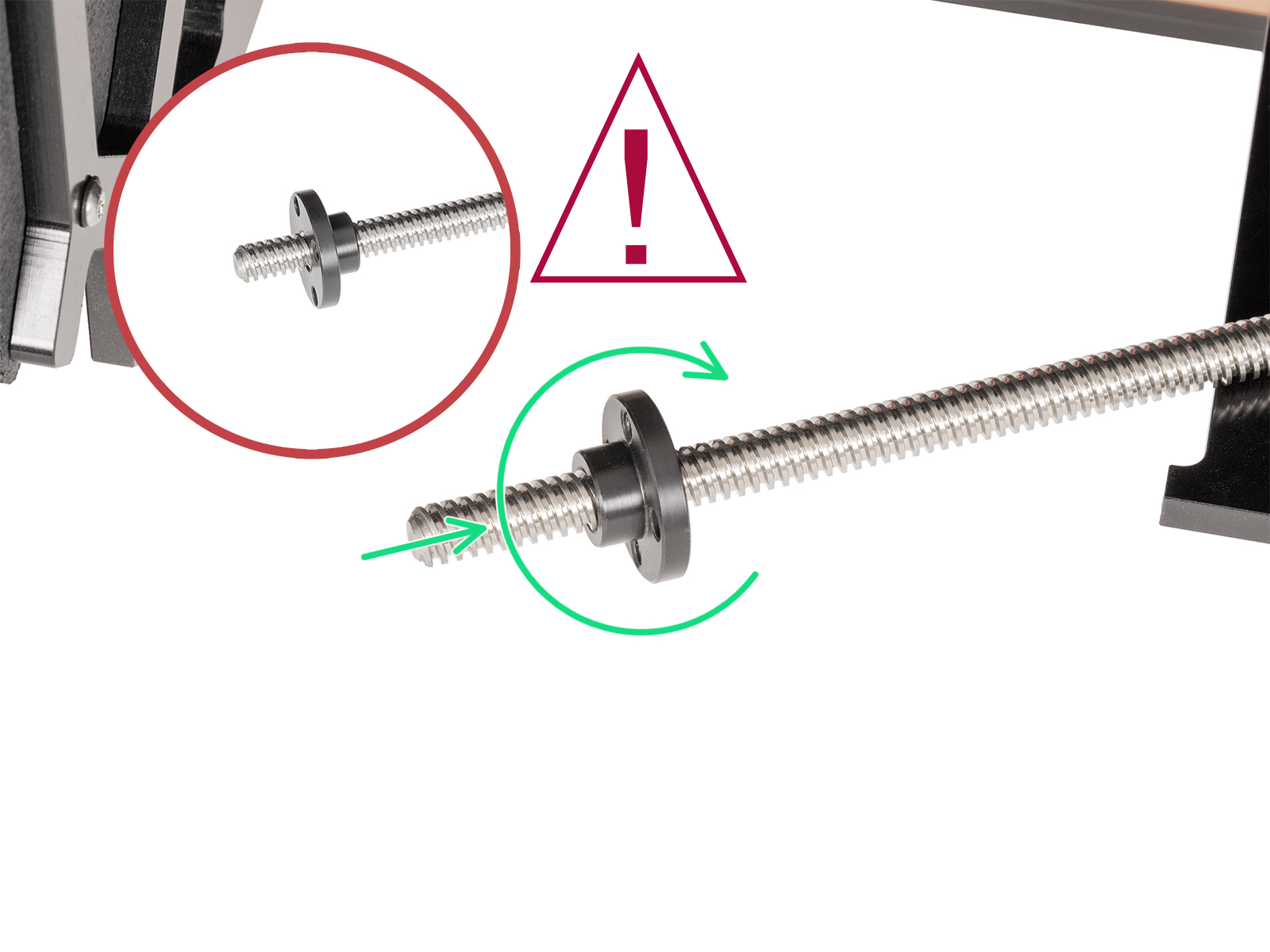 Installing the Trapezoid nut: installing the nut