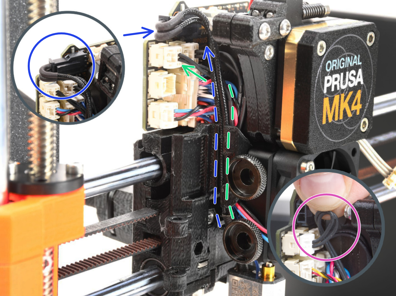 Connecting the hotend cables