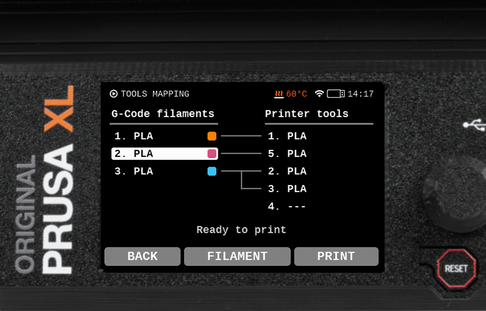 ツールマッピングとフィラメントマッピング (XL, MMU3) | Prusa