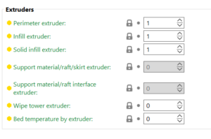 Configuración de Extrusores múltiples, Entrelazado y Unión avanzada