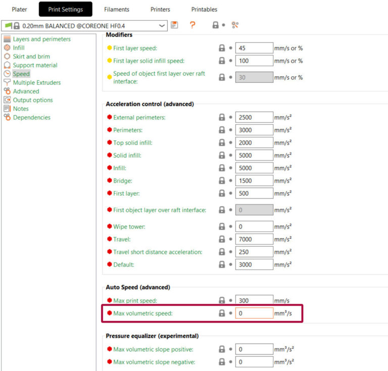 Max volumetric speed | Prusa Knowledge Base
