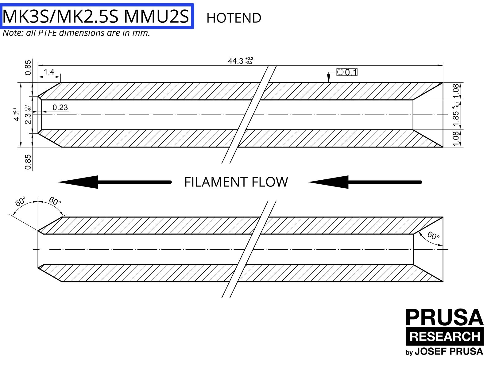 PTFE do MK3S/MK2.5S MMU2S (część 1)