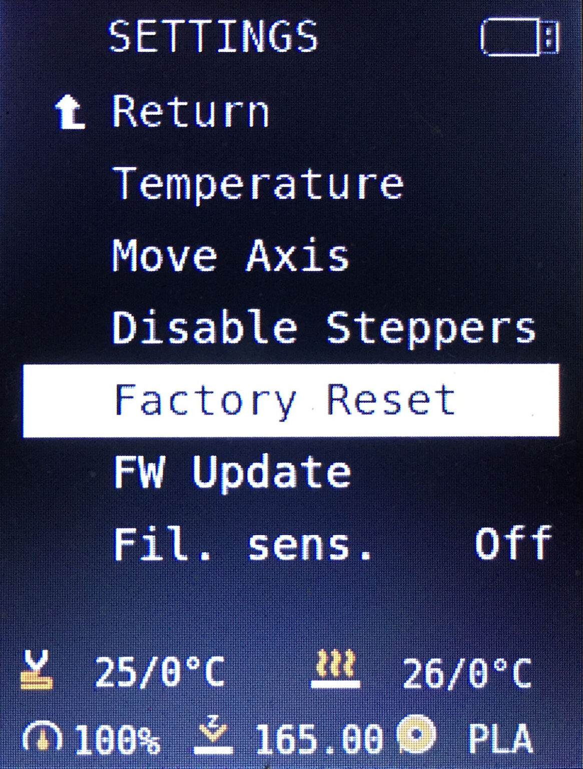 factory reset