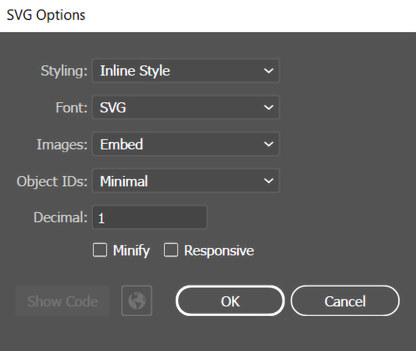 Editor options. Экспорт в svg из Illustrator.