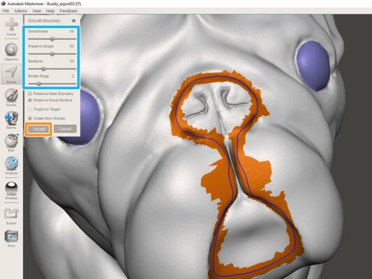 Smoothing of the muzzle part