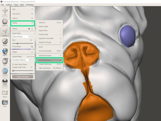 Smoothing of the muzzle part