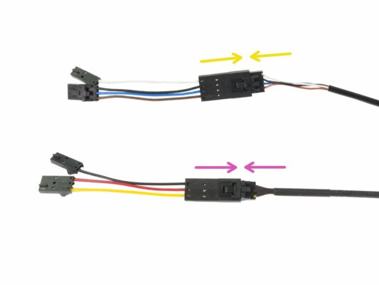 Připojení v-kabelů ke kabelům extruderu.